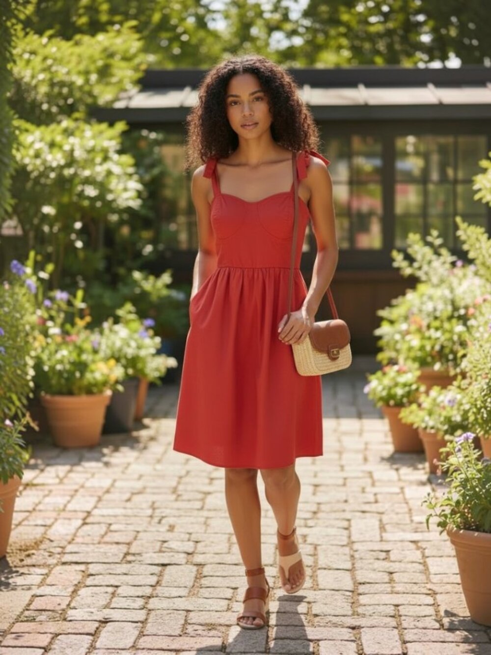 LC Lauren Conrad Red Smocked Sundress Size L